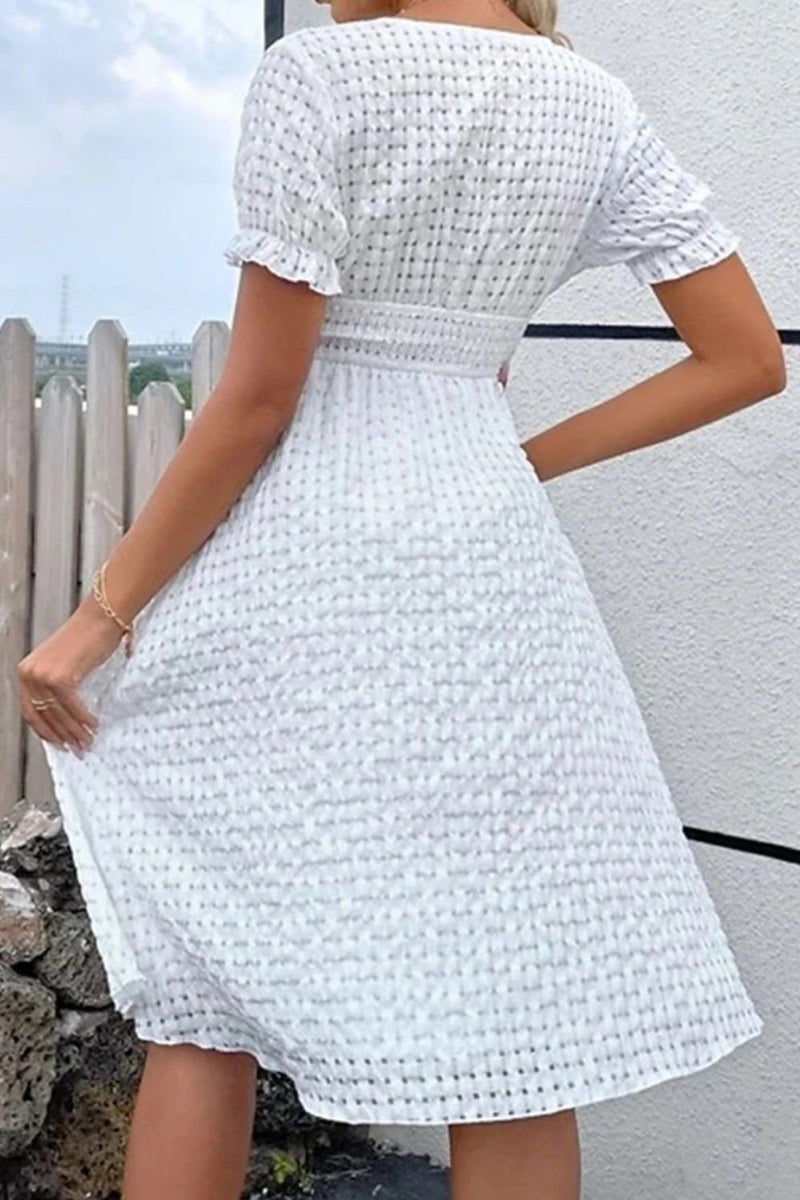 Textured Surplice Short Sleeve Dress