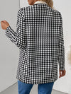 Houndstooth Open Front Long Sleeve Jacket