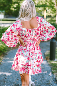 Floral Square Neck Layered Dress