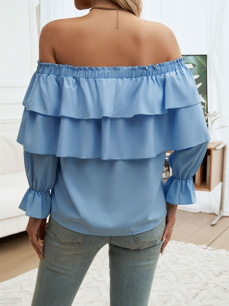 Devine Off-Shoulder Flounce Sleeve Blouse