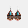 Turquoise Teardrop Shape Wooden Dangle Earrings