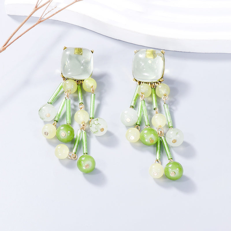 Acrylic Bead Dangle Earrings