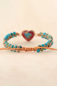 Pulsera de piedra natural hecha a mano en forma de corazón