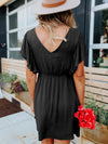 Swiss Dot V-Neck Short Sleeve Dress