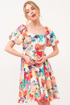 And The Why Square Neck Puff Sleeve Floral Dress