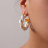 Twisted Leather Rope C-Hoop Earrings