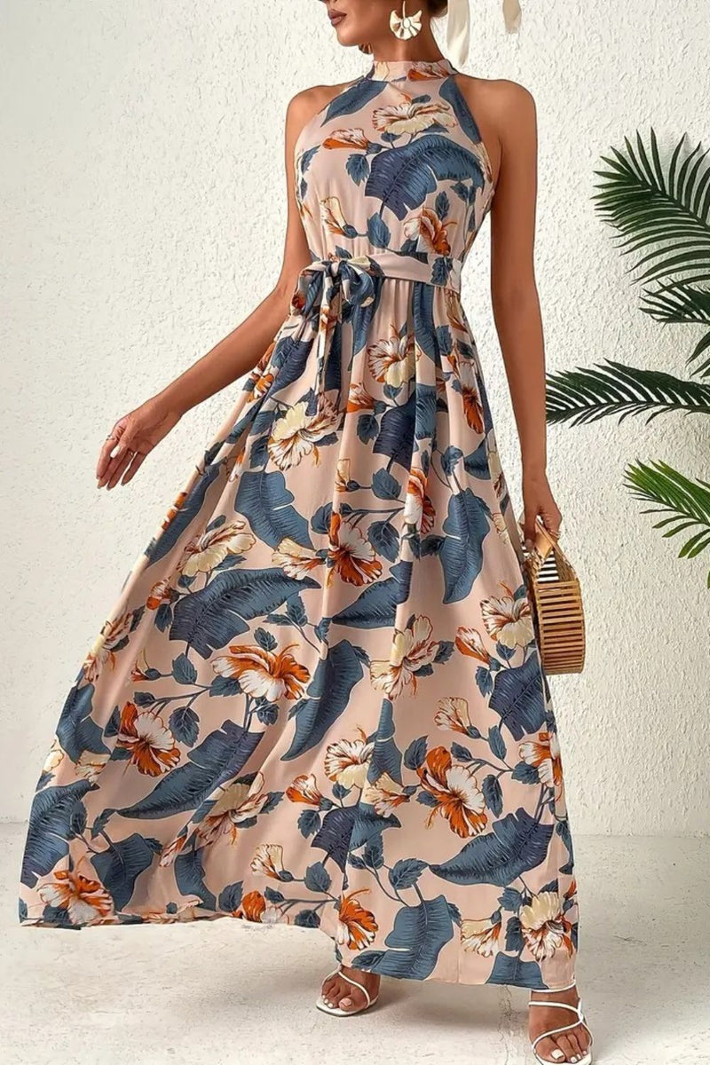 Vestido sin mangas con estampado floral atado