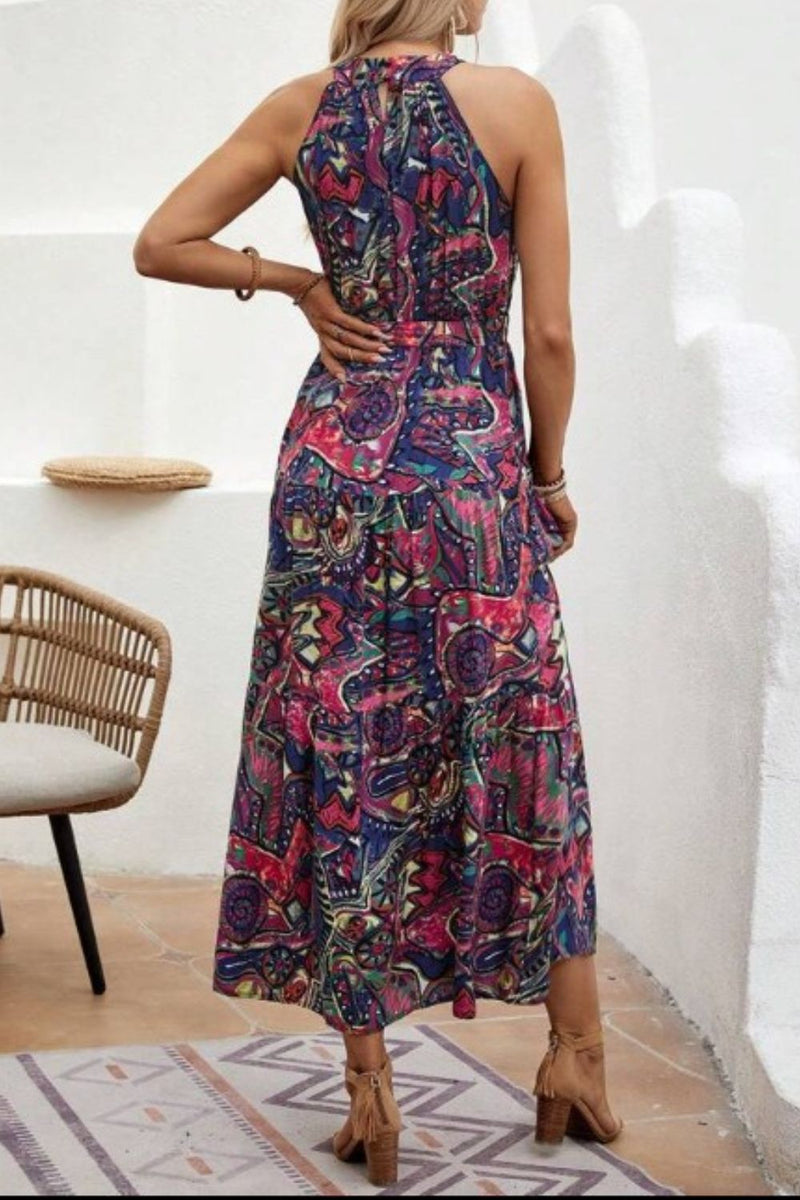 Vestido sin mangas con estampado floral atado