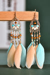 Pendientes con borlas de plumas huecas bohemias multicolores