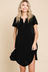 Culture Code Full Size Short Sleeve Ruffled Asymmetric Hem Dress