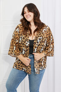 Melody Wild Muse Full Size Animal Print Kimono in Camel