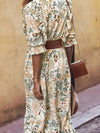 Floral Cutout Flounce Sleeve Dress