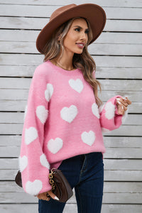 Angel Wings Heart Dropped Shoulder Long Sleeve Sweater