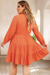 Orange Plus Size Embroidered Tiered Ruffle Dress