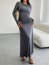 Ruched Long Sleeve Maxi Dress