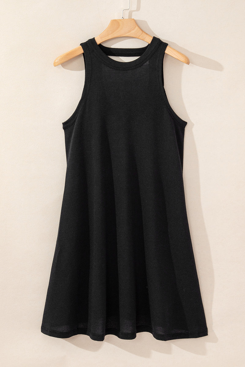 Black Crisscross Cut-out Back Knit Sleeveless Dress