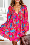 Printed Balloon Sleeve Mini Dress