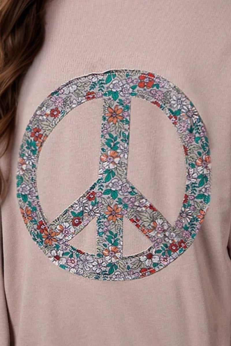 Sudadera de manga larga con aplique de signo de la paz