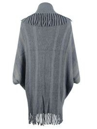 Fringe Detail Open Front Poncho