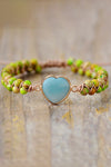 Pulsera de piedra natural hecha a mano en forma de corazón