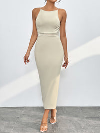 Round Neck Wrap Midi Cami Dress