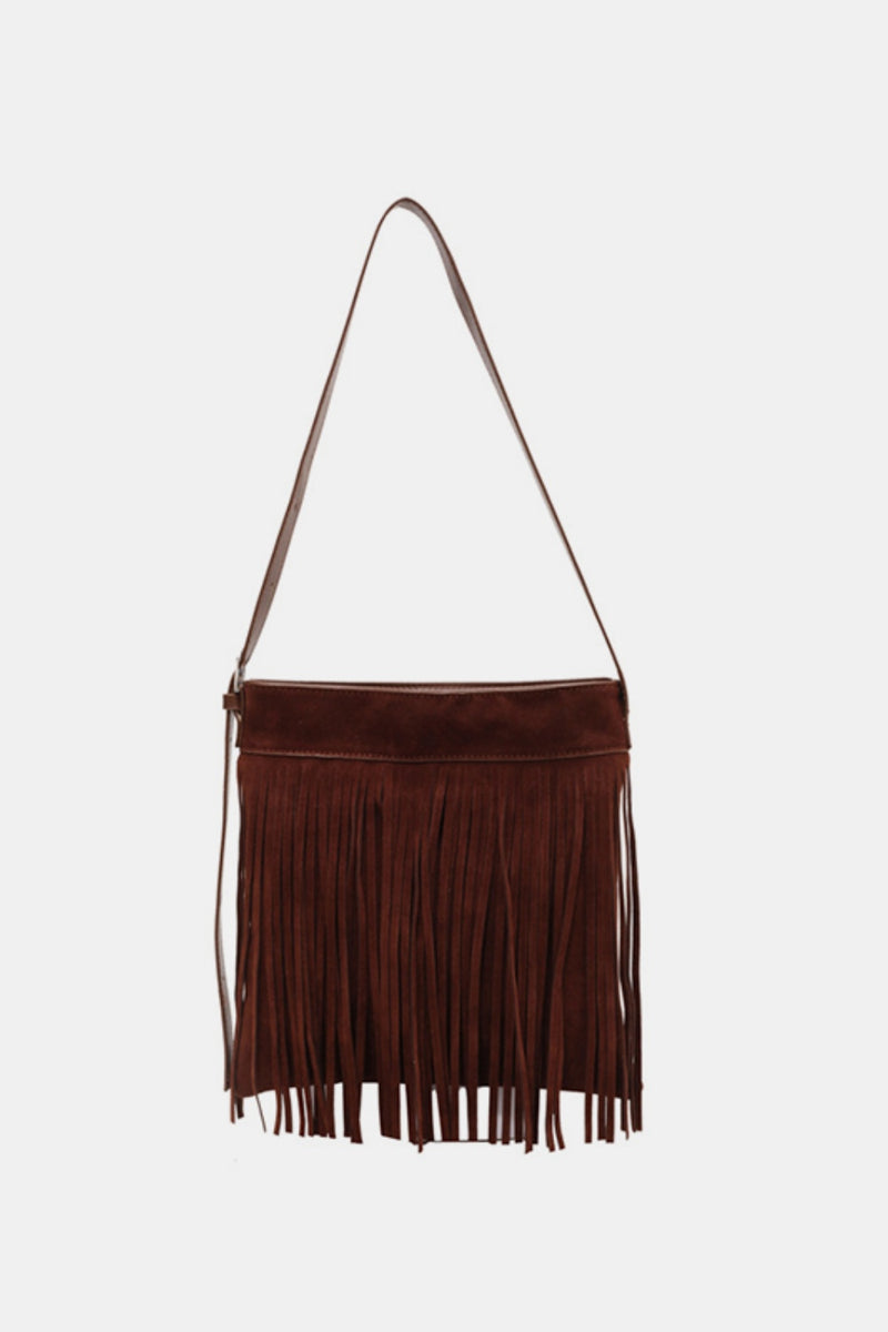 Suede Fringe Adjustable Strap Shoulder Bag