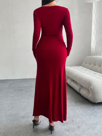 Ruched Long Sleeve Maxi Dress