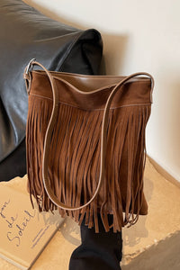 Suede Fringe Adjustable Strap Shoulder Bag