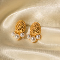 Imitation Pearl Stainless Steel Stud Earrings