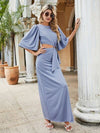 Cutout Slit Round Neck Half Sleeve Dress