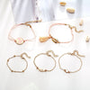 5 Piece Pink Global Tassell Bracelet Set 18K Rose Gold Plated Bracelet in 18K Rose Gold Plated