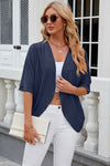 Eyelet Open Front Half Sleeve Cardigan