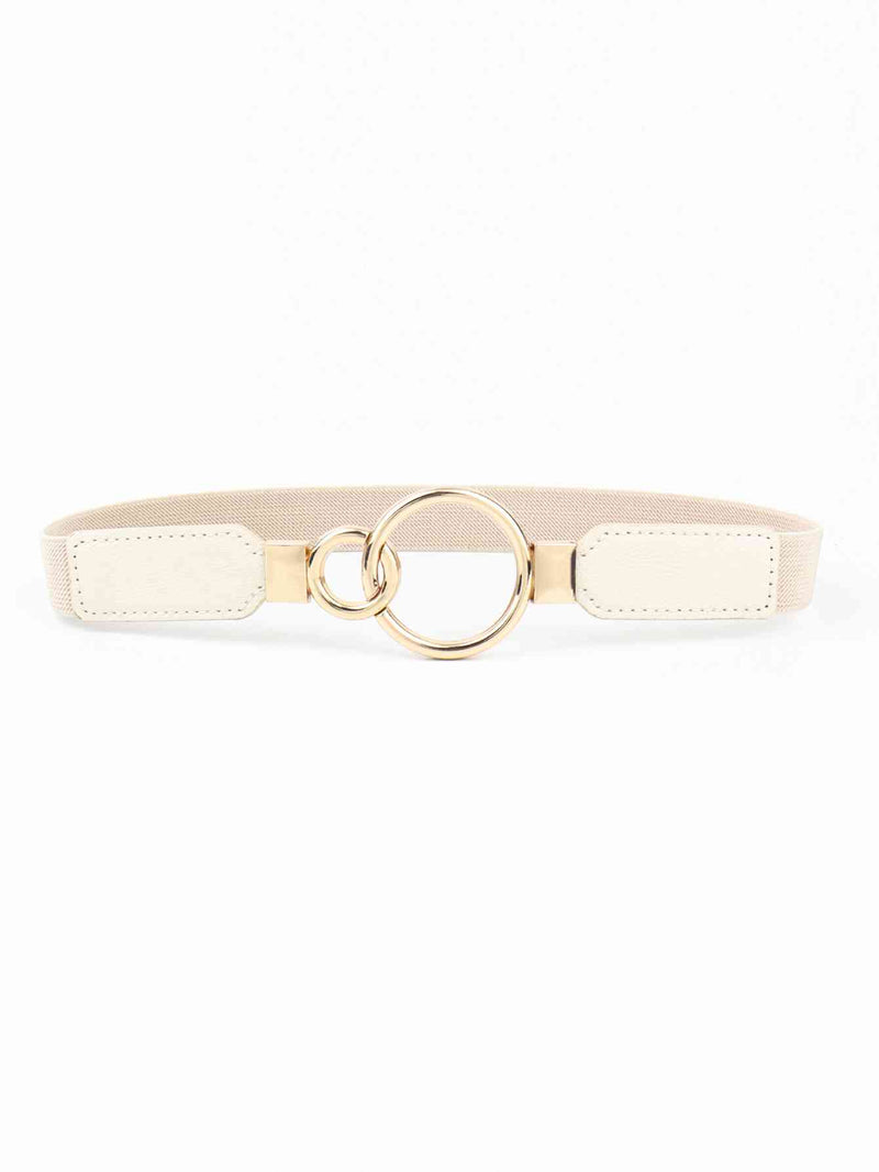 Double Ring Buckle Elastic PU Belt