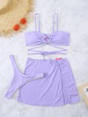 Cutout Spaghetti Strap Three-Piece Swim Set