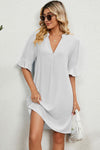 Notched Flounce Sleeve Mini Dress