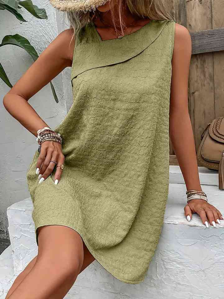 Asymmetrical Neck Sleeveless Dress