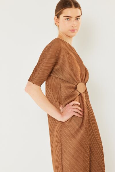 Marina West Swim Pleated Dolman Sleeve Dress