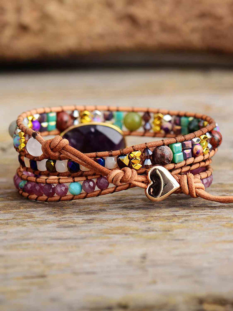 Pulsera de Amatista de Tres Capas