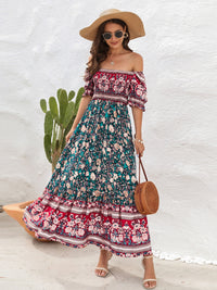 Vestido midi con mangas acampanadas de flores