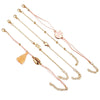 5 Piece Pink Global Tassell Bracelet Set 18K Rose Gold Plated Bracelet in 18K Rose Gold Plated