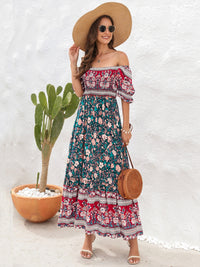 Vestido midi con mangas acampanadas de flores