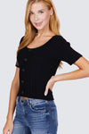 Short Slv Rib Sweater Top