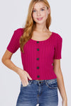 Short Slv Rib Sweater Top