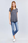 Short Sleeve Scoop Neck Top With Pocket