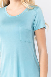 Short Sleeve Scoop Neck Top With Pocket