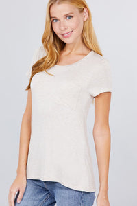 Short Sleeve Scoop Neck Top With Pocket