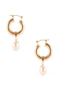 Pearl Dangle Huggie Earring