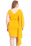 Back Shoulder Cape Plus Size Minid Ress