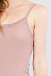 Lace Trim Rib Cami Knit Top