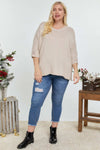 Solid Round Neck 3/4 Sleeve Sweater Top